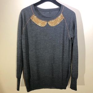 KOOKAI wool crew sweater collar sequins design